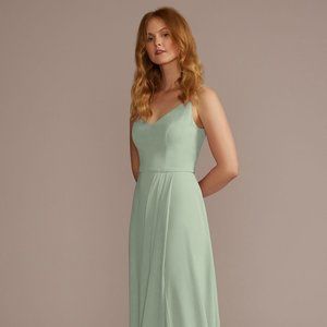 Bridesmaid Chiffon Spaghetti Strap Size 10 Dust Sage